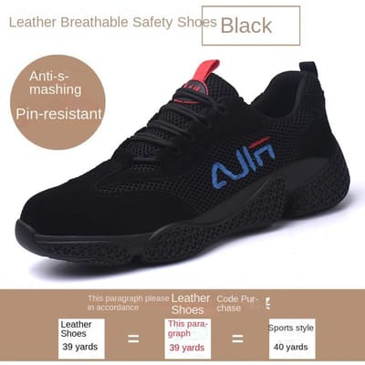 Chaussures de Protection du Travail Anti-Écrasement et Anti-Pénétration Chaussures de Travail Cuir de Vache Embout Acier Légères Respirantes et Résistantes à l'Usure Chaussures de Sécurité de Loisir 47