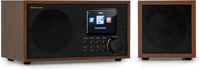 Internetradio met speaker - Draadloze muzieksysteem - Muziek streamen - Twee draadloze speakers - 14.5 x 35 x 12.5 cm