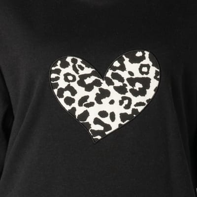 Lunatex - extra dikke dames pyjama 124198 - zwart met panter hart - maat L