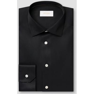 Eton Overhemd Albini Organic Supima Cotton Twill Mother of Pearl Buttons Zwart / male