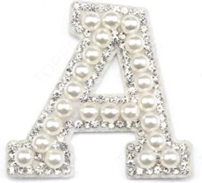 Strass Applicatie Alfabet Letter - 4,5 CM hoog - A t/m Z - Letter A - Wit met witte parels en stenen - Niet strijkbaar