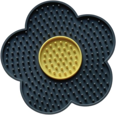 Likmat bloem - Likmat hond - Anti schrokbak hond - Slowfeeder hond - Voerbak hond - Denkspel hond - Snuffelmat - Voerpuzzel - Likmatten - Antischrok voerbak - Grijs - Trimmi