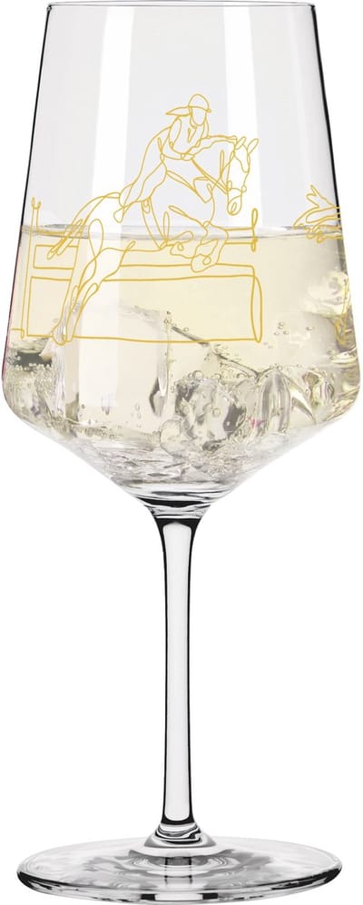 Ritzenhoff Cocktailglas - Lijntekening Paardrijden Design Goud - Kristalglas - 544 ml - Voor Gin-Tonic, Aperol Spritz, Wijn en Meer - Geschikt voor de Vaatwasser