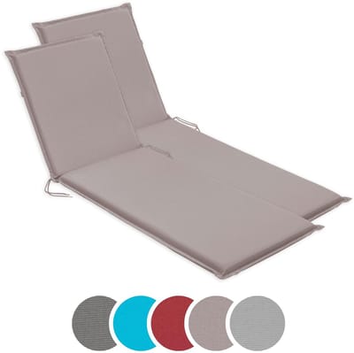 sleepling 190 x 58 cm ligbedkussen | set van 2 | kussen voor tuinligbed | met bevestigingsbanden | Made in EU | afneembare hoes van polyester, wasbaar op 30 graden | taupe