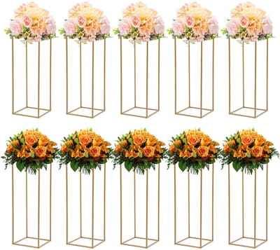 Lilac & Lily Bloemenstandaard Set – 10x Gouden Standaard - Bruiloft decoratie - Weddingstyling - Trouwversiering - Decoratiestandaard - 80 cm
