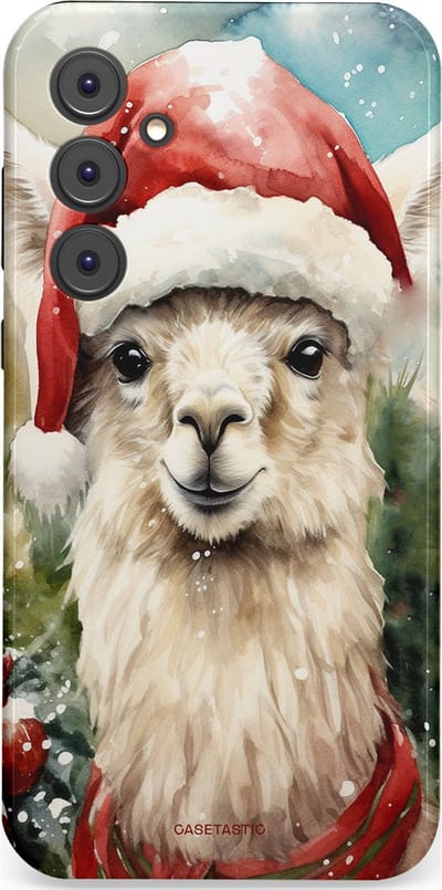 Casetastic hoesje geschikt voor Samsung Galaxy A35 - Dubbellaagse bescherming - Kerst Lama - Fashion Case - Taupe Lichtgrijs Donkergrijs Saliegroen