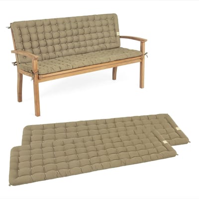 Tuinbankkussen Set - Zitkussen Rugkussen - Buiten Zitten - Wasbaar Tot 95°C - 120 x 48 cm - Goudbruin