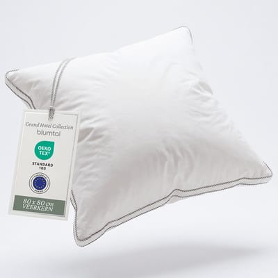 Blumtal Veren Kussen Lillabo - 3-kamer vullling - Oeko-TEX gecertificeerd kussen met verenvulling - Katoenen Hoes - 80 x 80 cm