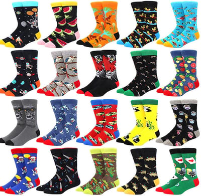 Heren sokken - 10 paar - giftbox - grijs - zwart - blauw - bruin - groen - mix - leuke print - 40 - 46 - cadeau voor hem - geschenk man - Kerst cadeau - vaderdag cadeau - verjaardagscadeau
