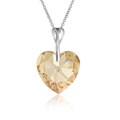 Montebello Ketting Pim HZ551 - Swarovski Hart - 925 Zilver Gerhod. - Ø14mm - 50cm