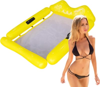 Zwembad Hangmat - Opblaasbare Waterligstoel - Ontspannen in Water - Ergonomische Rugondersteuning - 78x110x15 cm - Geel