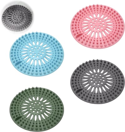 Efficiënte Haarvanger voor Douche en Bad, 4 Stuks, Silicone Haarfilter, Afvoerbescherming en Verstopte Afvoer Voorkomen