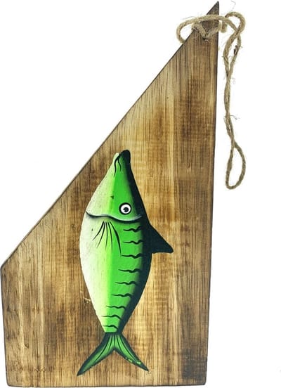 Sloophout met Vis groen 15x30x17 cm