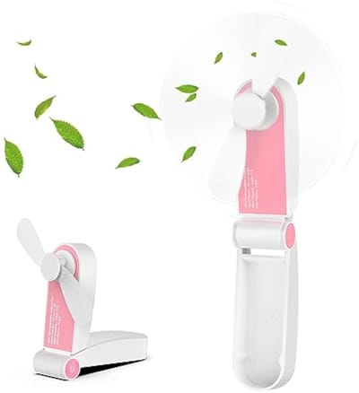 Mini handventilator met zachte bladen, compact en draagbaar, unisex, oplaadbare opvouwbare zakventilator, twee instelbare windsnelheden, USB-oplaadkabel, geschikt voor thuis, kantoor, reizen en buitenactiviteiten - Roze
