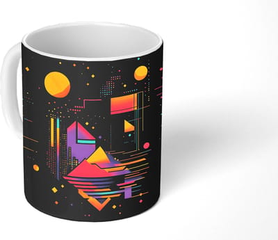 Mok - Koffiemok - Abstract - Vormen - Lijnen - Kleurrijk - Mokken - 350 ML - Beker - Koffiemokken - Theemok