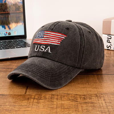 Usa Amerikaanse Vlag Geborduurd Gewassen Katoen Baseballpet Voor Mannen Vrouwen Vintage Verstelbare Papa Hoed Patriotisch Buiten Adjustable gray