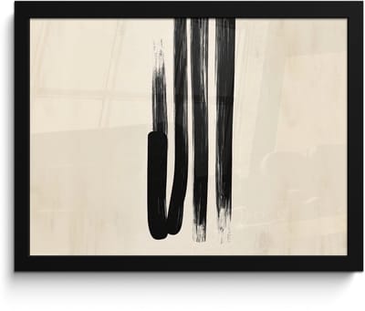 Poster in lijst - Fotolijst 40x30 cm - Posters - Penseelstreken - Verticaal - Zwart - Posterlijst zwart - Decoratie - Wanddecoratie woonkamer - Muurdecoratie slaapkamer