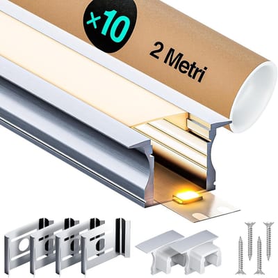 Aluminium Inbouwprofiel voor LED Strips 20 Meter met Melkwitte Afdekking en Montageset