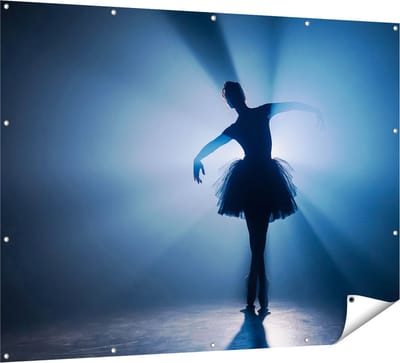 Gards Tuinposter Ballerina Silhouet - Ballet - 160x120 cm - Tuindoek - Tuindecoratie - Wanddecoratie buiten - Tuinschilderij