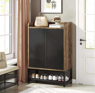 MAZAZU Schoenenkast - 5 laags Schoenenrek - Bruin/Zwart - 73x35x105cm