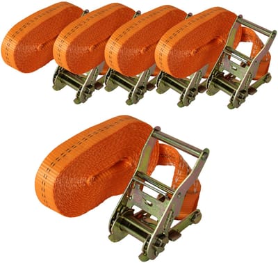5x Professionele ratelsjorband Spanband 1-delig 6m 2t 2tot 2000kg TÜV/GS ORANJE