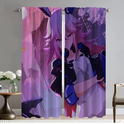 Moderne Woonkamer Gordijnen voor Camera Honkai Star Rail Huis Interieur Gordijnen 2 Stuks Halloween Decoratie Tule voor Slaapkamer W50xH70cmx2pcs-CL blue