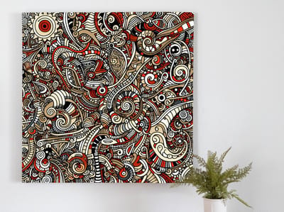 Doodle relief schilderij | Abstracte lineaire creatie vol reliëf en speelse verbeelding | Kunst - 100x100 centimeter op Forex | Foto op Forex
