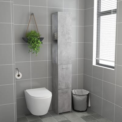 vidaXL - Badkamerkast - 25x26,5x170 - cm - bewerkt - hout - betongrijs