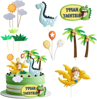 Solidchoice - 15 Stuks Dinosaur Cake Decoratie Set voor Kinderfeestjes