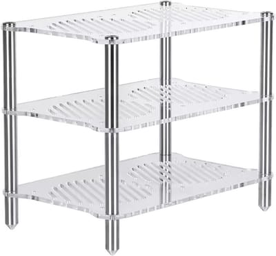Audio Componentenrek - Versterker Hifi Meubel - Desktop Multimedia Opslag - Transparant 3-Laags Ontwerp