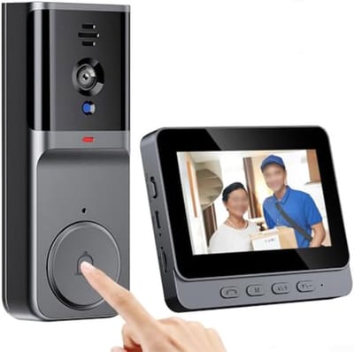 Draadloze Deurbelcamera - Video Intercom - Veilige Toegang - Geen Wifi Nodig - 20x16x6cm - Grijs
