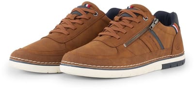 Tom Tailor - Sneakers van gestructureerd imitatieleer - Maat 41 - cognac