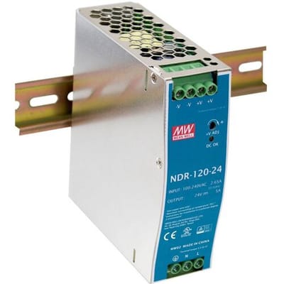 MW Mean Well MEAN WELL NDR-120-24 DIN-rail netvoeding 24 V/DC 5 A 120 W Aantal uitgangen:1 x Inhoud 1 stuk(s)