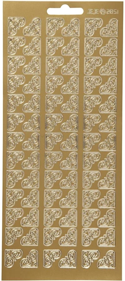 Stickers Goud - Hoeken Stickervel - Zelfklevende Foliestickers Voor DIY Kaarten, Scrapbooking & Creatieve Versiering - 10x23 cm - 1 Vel