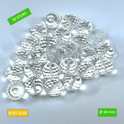 TQ4U Glaskralen - Helder - Facetgeslepen - Ø 18 mm - 50 stuks