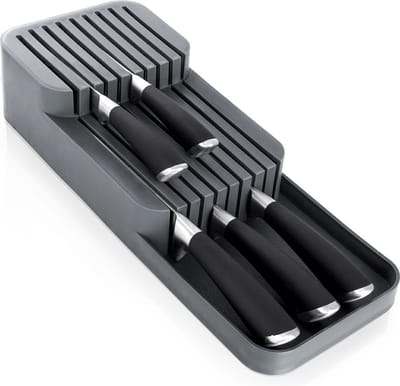 Messenblok voor Lade Grijs 39x14,5x7,5 cm - Lade Messen Houder - Organizer voor Keukenmessen - Organiser