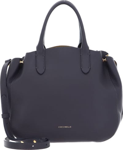 COCCINELLE Leren Handtas Schoudertas Coccinelle Soft Wear Handbag Double Grainy Leather Ardesia / Citrone Antraciet