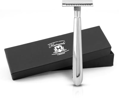 Haryali London Double Edge Safety Razor voor mannen en vrouwen - Roestvrijstalen Double Edge Razor - Lange grip - Herbruikbaar scheermes - Past op alle DE-mesjes