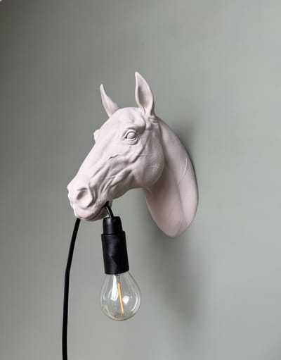 Paarden Wandlamp - Grijs - Paardenkop - Dierenlamp - E14 Fitting - LED geschikt - Met Montagesysteem - Voor Woonkamer, Slaapkamer, Kinderkamer en Hal - Sprado Design