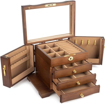 Sieraden Opbergdoos - Juwelendoos Organizer - Sieraden Sorteren - Met Spiegel Lades - 4-5 Lagen - Zwart