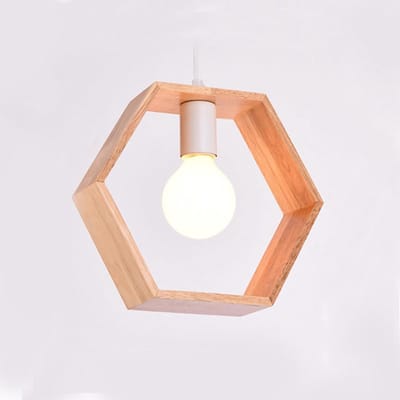 Hanglamp Modern Houten Plafondlamp - Klassiek Verlichtingsarmatuur - E26 / E27-Voet - Zeshoekige Vorm