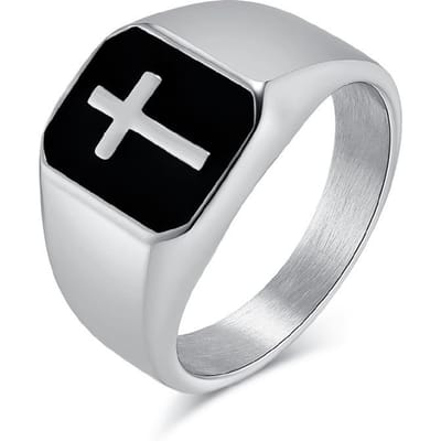Europese en Amerikaanse Roestvrijstalen Kruis Olie Druppel Ring Ring Heren Titanium Staal 12# black