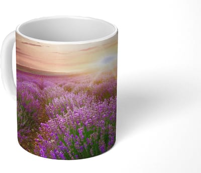 Mok - Koffiemok - Lavendel - Zon - Bloemen - Mokken - 350 ML - Beker - Koffiemokken - Theemok