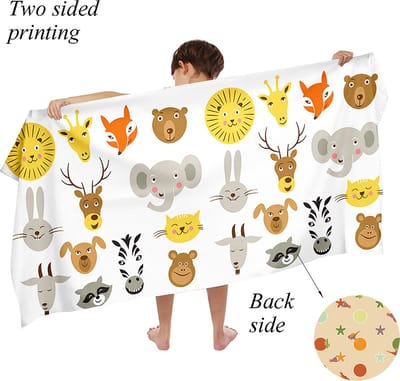 Ulticool Microvezel Handdoek - Dieren - voor Kinderen - Badhanddoek - Strandhanddoek Zwemhanddoek - Sneldrogend Badlaken - 140 x 70 cm - voor Reizen Sport Spa Yoga – Lichtgewicht Reishanddoek Microvezel Microfiber - Jongen Meisje - Oker Grijs Bruin