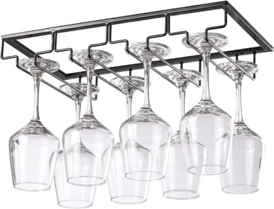 ZRSS® Wijnglazenhouder - Wijnglazenrek - Ophangrek Wijnglazen - Wijnglashouder Zwart - 4 Rijen