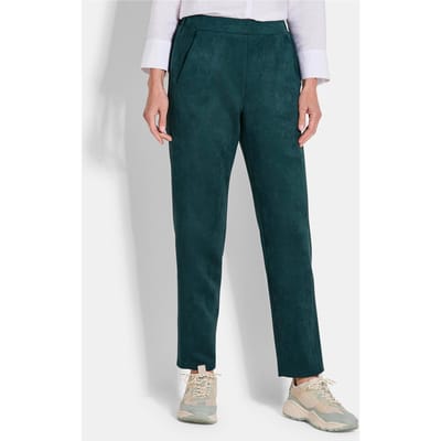 Broek LOUISA in suèdelook - donkergroen - Gr. 40 van Goldner Fashion