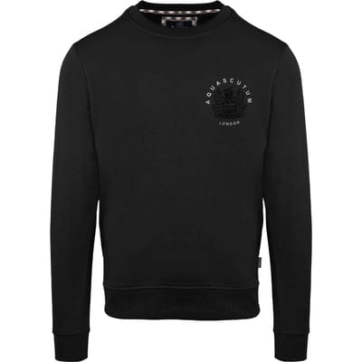 Aquascutum Heren Sweatshirt met lange mouwen en ronde hals (Zwart)