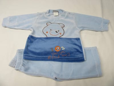 Wiplala - Pyjama - Velour - 2 delig  - Beer - Blauw -  6 maand 68