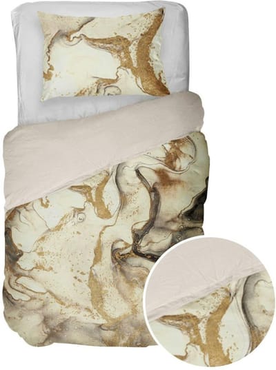 Kayori Dekbedovertrek - Multi Cream Print Satijn - B 140 x L 200 cm/B 140 x L 220 cm - 1-persoons Omkeerbaar - KAY008360-140 x 200-220 cm