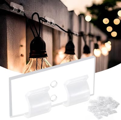 Decoratieve Fairy Lights voor Binnen en Buiten, 25 Stuks Waterdichte Zelfklevende Kabelclips voor Kerstverlichting, Transparante Kabelbeheer en Organisatie